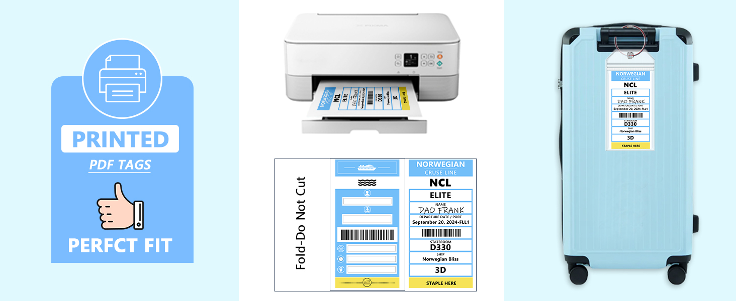 Fits Printed(Not Mailed) Norwegian Cruise Line Ships & Tags for Cruises