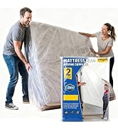 2 Pack Mattress Bags for Moving, 2.0 MIL Waterproof Tear-Resistant Covers for Storage & Moving-Qu...