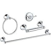 4 Piece Bathroom Accessory Set(Adjustable Towel Bar, Towel Ring, Toilet Paper Holder,Towel Hook),...
