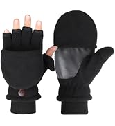 ?????????? Winter Convertible Fingerless Gloves Flip Top Mittens Polar Fleece Hand Warmer Touch S...
