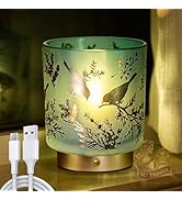 Cordless Rechargeable Table Lamp, Glass USB-C Decorative Small Accent Lamps for Entryway/Stairway...