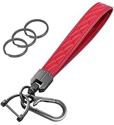 OHKYOOT Leather Wristlet Keychain,Car Key Chain Wrist Keychain with 3 Key Ring and Anti-Lost D Ri...
