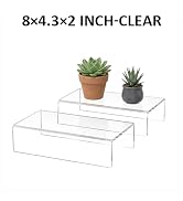 Sezanrpt Acrylic Shelf Riser 8x4.3x2 pack of 2, Clear Display Shelf 12” for Shoes, Glasses, Plant...