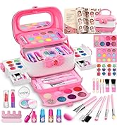Hollyhi 58 Pcs Kids Makeup Toys Kit for Girls, Real Washable Make Up Set | Safety Material Certif...