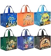 AhfuLife 6 Pcs Halloween Trick or Treat Bags, Halloween Candy Tote Bags with Handles for Kids, Re...