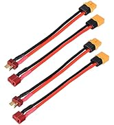 ELFCULB T Plug to XT60 Male Female Adapter 12AWG 2Pairs T Plug Female to XT60 Male and T Plug Mal...