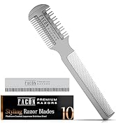 Facón Razor Comb for Hair Cutting - Professional Hair Cutting Comb Kit with 12 Replacement Blades...