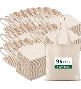Zenloria Canvas Tote Bags 15x16 – 2 | 6 | 12 Pack Reusable Cotton Totes for Grocery, Crafts, DIY,...
