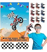 ASTARON Pin The Tail Games Pin The Rider on The Motocross Party Game with 30 Driver for Dirt Bike...