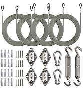Amgo Rectangle Sun Shade Sail Canopy Installation Hardware Kit Accessory (Hardware Kits + Cables,...