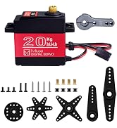 Miuzei 20KG Servo Motor High Torque RC Servo Metal Gear Waterproof for 1/6, 1/8, 1/10, 1/12 R/C M...
