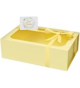 PSHVYM Large Gift Box with Window, 13.5x9x4.3 In Gold Gift Box for Presents Magnetic Lids Collaps...