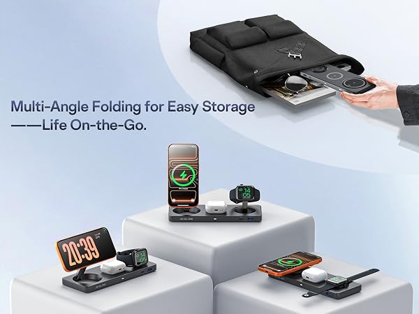 AC ISLAND 5-in-1 Qi2.2 Wireless Charger for MagSafe, 25W Foldable Magnetic Stand Charging Station