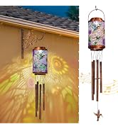 Hummingbird Solar Wind Chimes for Outside, Gifts for Women, Solar Lanterns Outdoor Decor Metal Ha...