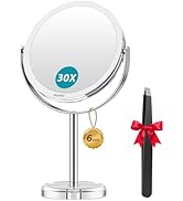 Auxmir 1X/ 30X Magnifying Mirror, Makeup Mirror with Tweezer, Double Sided Round Vanity Tabletop ...