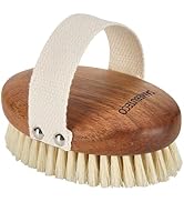 SAMEBUTECO Body Brush Acacia Wood with Boar Bristles,Wet Brush and Dry Brush Bath Brush for Skin ...