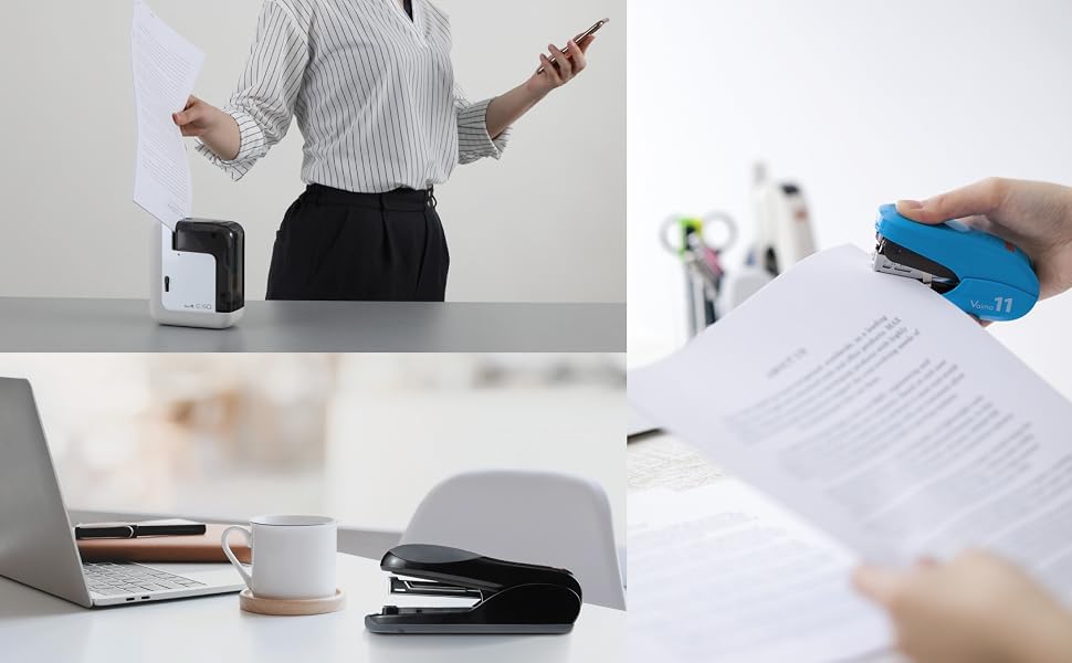 Electric stapler, desktop stapler and compact stapler for office and personal use.