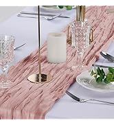 Peomeise Dusty Pink Cheesecloth Table Runner 10 Pack,17x108 Inches Boho Gauze Fabric Table Runner...