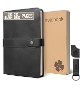 le vent Black Refillable Leather Journal - Genuine Leather Cover - Includes 2 Lined and Blank Bou...