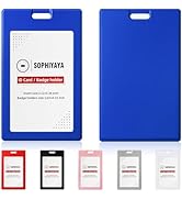 SOPHIYAYA 2 Pack Sliding ID Badge Holder - Vertical Hard Plastic Sleeve Secures Work ID Key Card ...