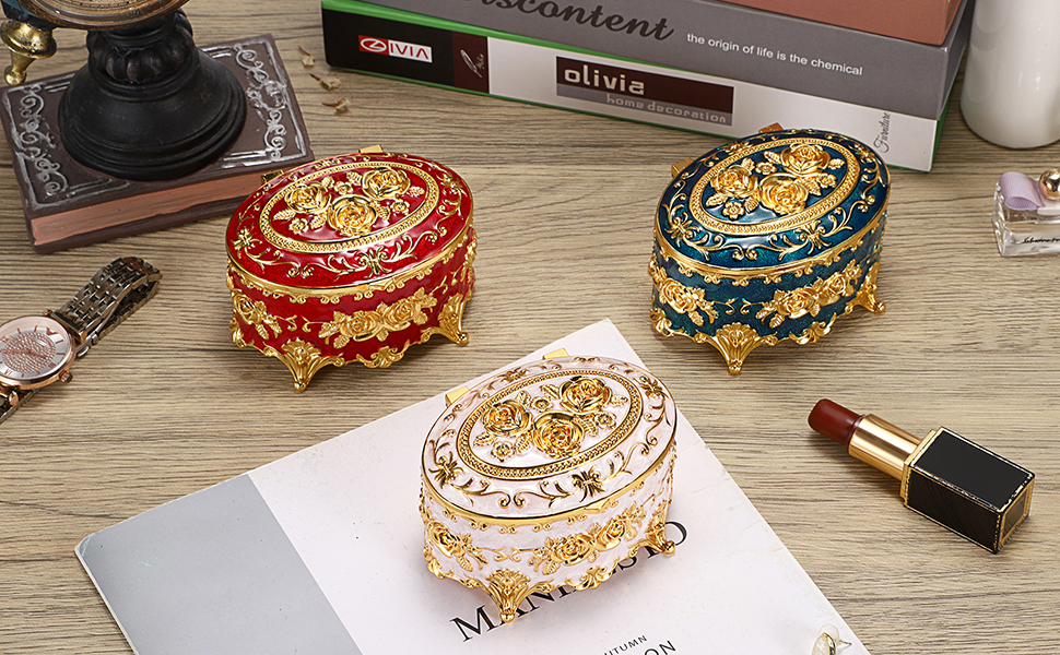 Jewelry box vintage metal jewelry box treasure chest jewelry box antique jewelry box for women girl