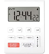 Runleader Digital Desktop Kitchen Timer,4 Countdown Timers & Stopwatchs with 12/24 Hours Clock La...