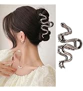 Snake Hair Claw Clips for Women, 1Pcs Large Non-Slip Strong Metal Black Snake Hair Clips Sparkly ...