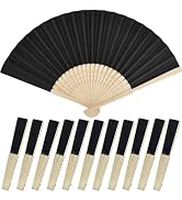 Bestage 12 Packs 8.3 Inch Black Folding Paper Hand Fan Handheld for Women,Decorative Chinese Japa...