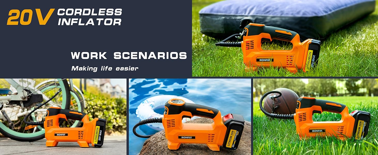 Inflator air compressor DEWALT car tire cordless inflation tyre pump ball lithium battery Inflating