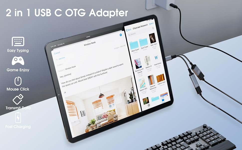 2 in 1 usb c otg adapter usb c otg adapter with charging,usb c otg adapter with power