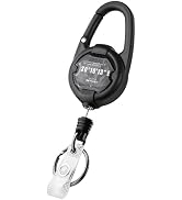 Retractable Keychain, Heavy Duty Carabiner Badge Holder, Tactical ID Badge Reel with 32” Steel Re...