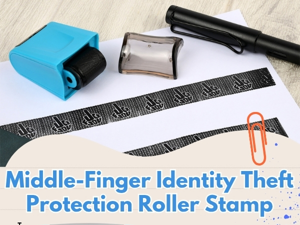 Middle-Finger Identity Theft Protection Roller Stamp - Black Ink 1 Pack