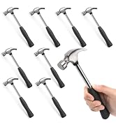 Mezchi 8 Pack 8 Oz Small Claw Hammer Set, Mini Hammer with Non-Slip Rubber Handle and Forged Hard...