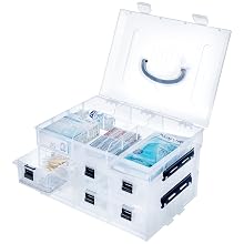 MyGift 11 Inch Stackable Storage Container Clear Plastic Arts Crafts Sewing Supplies Organizer Case