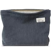 HAPPYHEIDI Corduroy Makeup Bag with Pocket Cute Cosmetic Toiletry Travel Pouch, Soft Fabric, Vint...