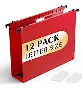 Shutex Extra Capacity Plastic Hanging File Folders,12 Pack Reinforced Hang Folders,Heavy Duty 2 I...