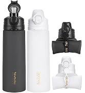 TakeToday Collapsible Water Bottles 21oz 2 Pack - Leak Proof, BPA-Free, Portable Silicone Travel ...