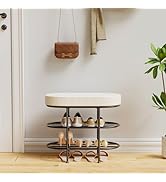 TinyTimes Shoe Bench, Storage Bench, Shoe Rack Bench for Entryway, Soft Cushion with Leather, Mid...