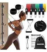 KANGFITER Door Anchor Strap and Resistance Bands for Working Out with Handles, Strength Training ...