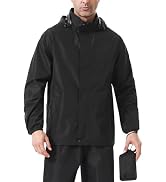 iCreek Men's Rain Jacket Lightweight Waterproof Packable Rain Shell Jacket Raincoat with Hood Win...