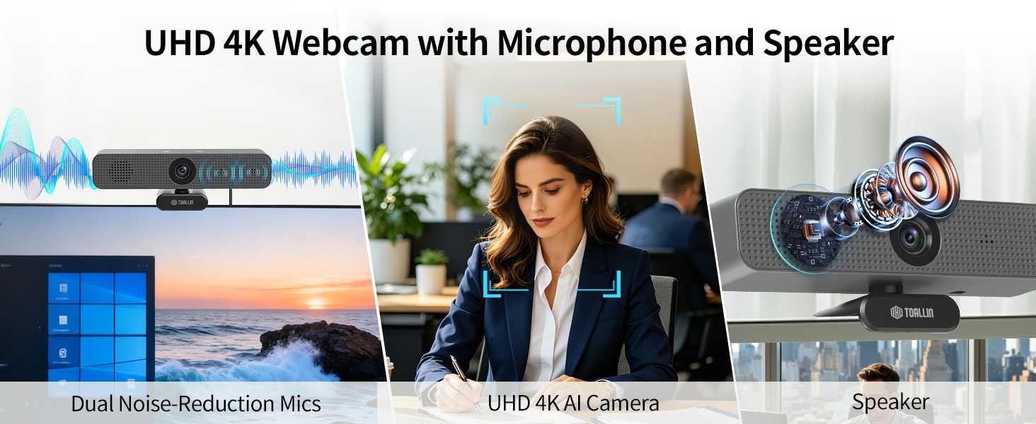 4k webcam with microphone and speaker conference video bar