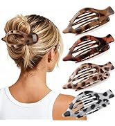 Oeusnael 4 PCS Large Flat Hair Clips for Women Girls, French Concord Lay Down Flat Claw Clips for...