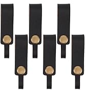 CALFOVERA 6PCS Black Cowhide Genuine Leather Keychain Connector Loop Key Chain Holder Key Fob Org...