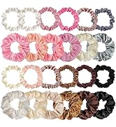 24Pcs Satin Scrunchies, 12 Colors Satin Hair Ties Silk Scrunchies Hair Accessories Elastic Hair T...