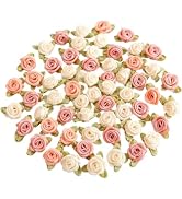 100 Pcs 15mm Multicoloured Mini Rose Flowers Satin Ribbon Bows Appliques DIY Sewing Craft Accesso...
