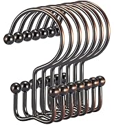 Goowin Shower Curtain Hooks, 12 Pcs Shower Curtain Rings, Durable Shower Curtain Rings Rust Proof...