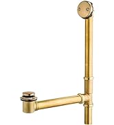 Artiwell 1-1/2" Brass Tubular Bath Drain Kit with Tip-Toe Bath Drain Stopper, Touch-Toe Tub Drain...