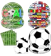 50PCS Soccer Birthday Party Supplies – Soccer Party Plates and Napkins Set, 9” Soccer Plates, 9” ...