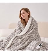IUUI Leopard Print Heated Throw Blanket, Soft Luxury Faux Fur Electric Blanket, 6 Heating Levels ...