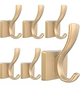TOFIIGREM Gold Hooks for Wall Double Hooks, Heavy Duty Thick Bathroom Coat Hooks for Hanging Key ...